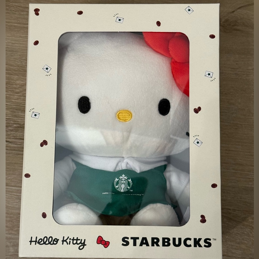 Starbucks Hello Kitty Plush with Red Bow and Green Apron
